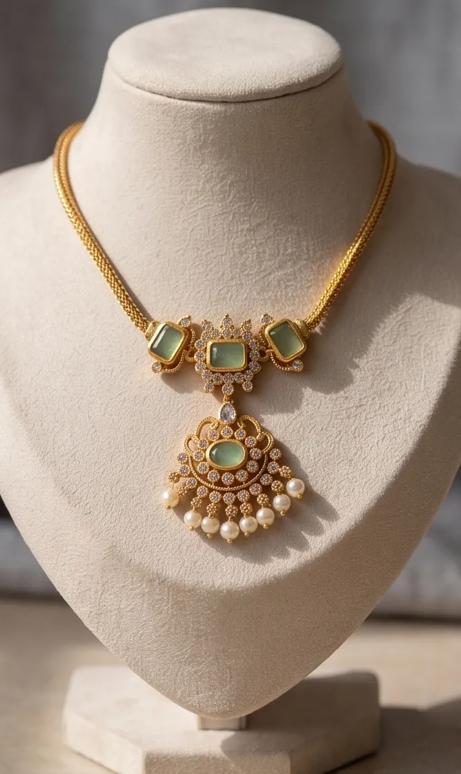 Mint Majesty Polki Statement Choker Set